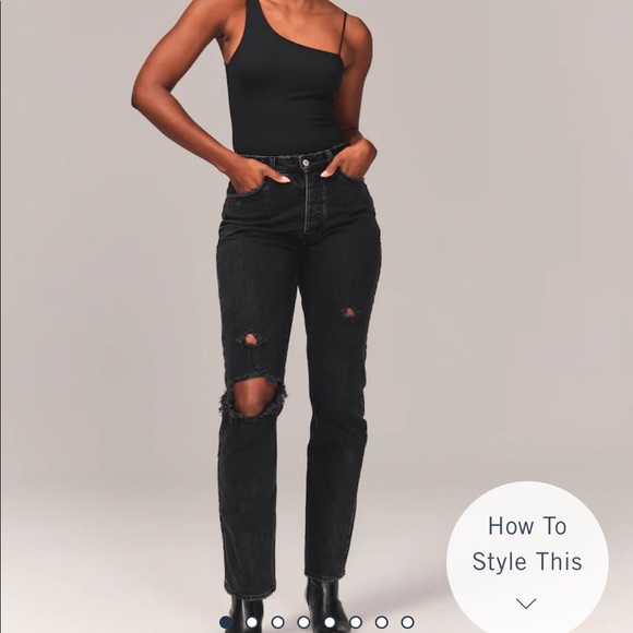 Abercrombie & Fitch Denim - NWOT Abercrombie & Fitch Curve Love High Rise Dad Jeans in ripped black wash!